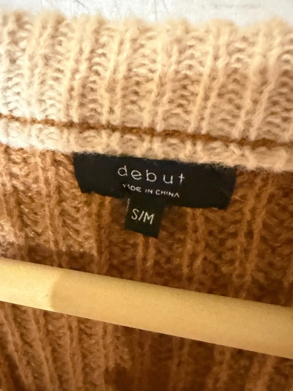 Debut Most Hype Knit Sweater Denim Sleeves Boho Western Oversized Boutique S/M - Picture 4 of 6